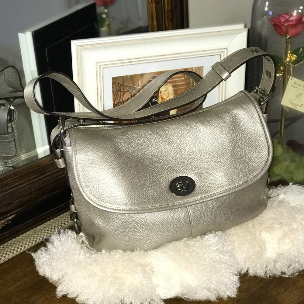 Silver Coach Shoulder Bag